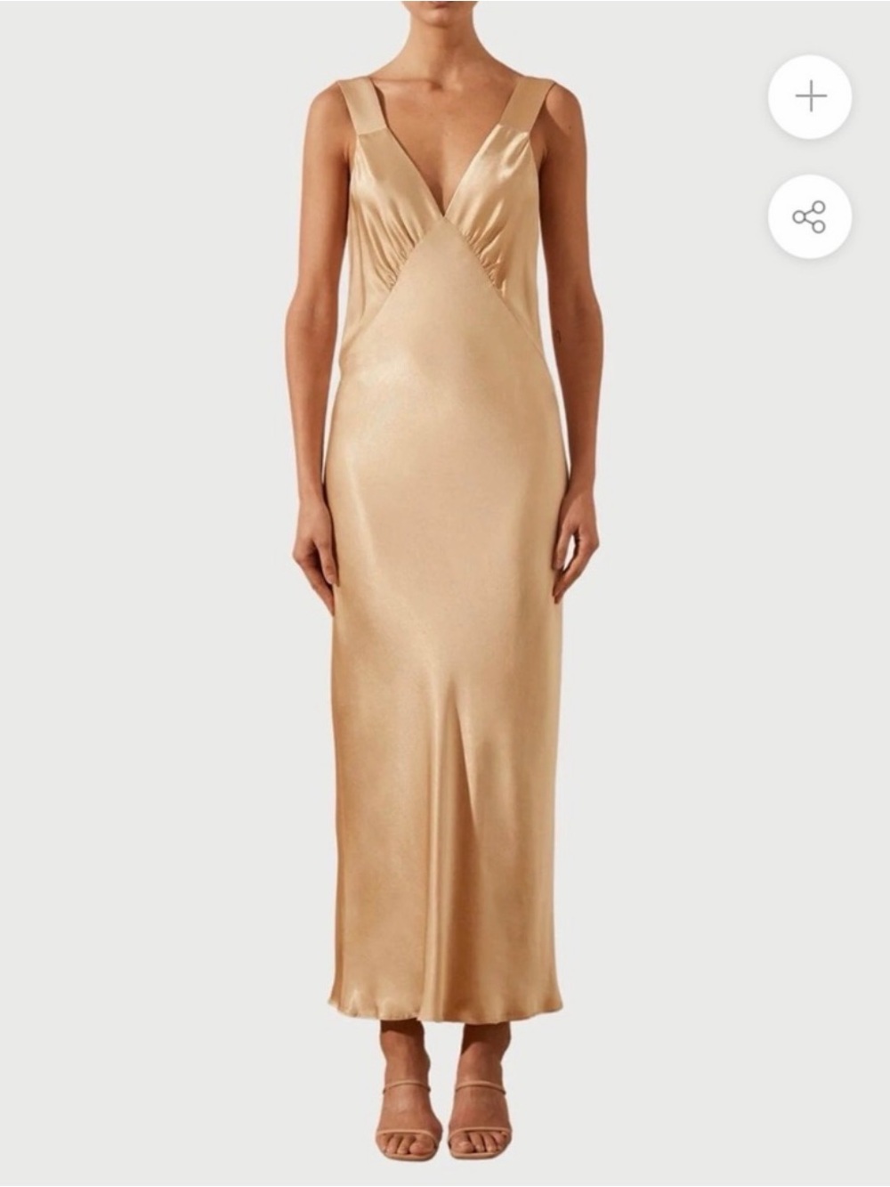 Shona Joy Plunged La Lune Midi Dress - in color Porcini